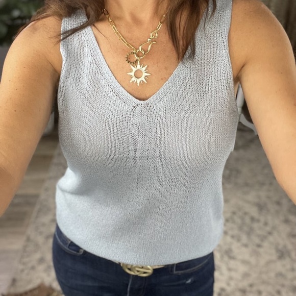 BE COOL POWDER BLUE SWEATER TANK - Picture 2 of 2